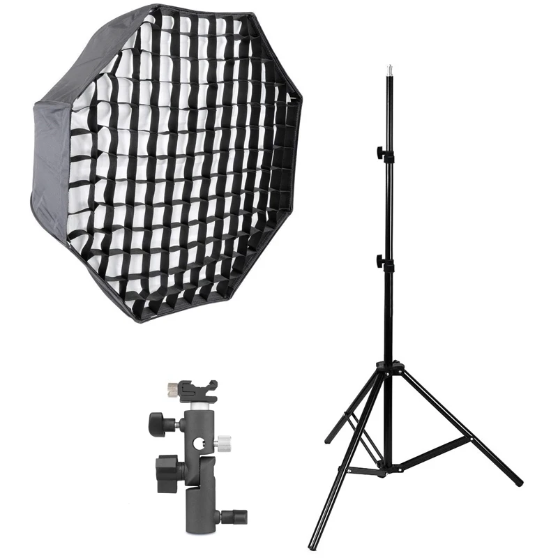 

Photography Studio Softbox kits 95cm/37.4" Octagon Umbrella Softbox Diffuser Reflector+Gird+200CMLight Stand+Flash Shoe Holder