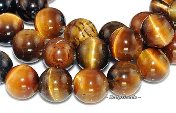 

10MM Tiger Eye Gemstone, Cognac Browm, Round 10mm Loose Beads 15.5 inch Full Strand (90165045-3)