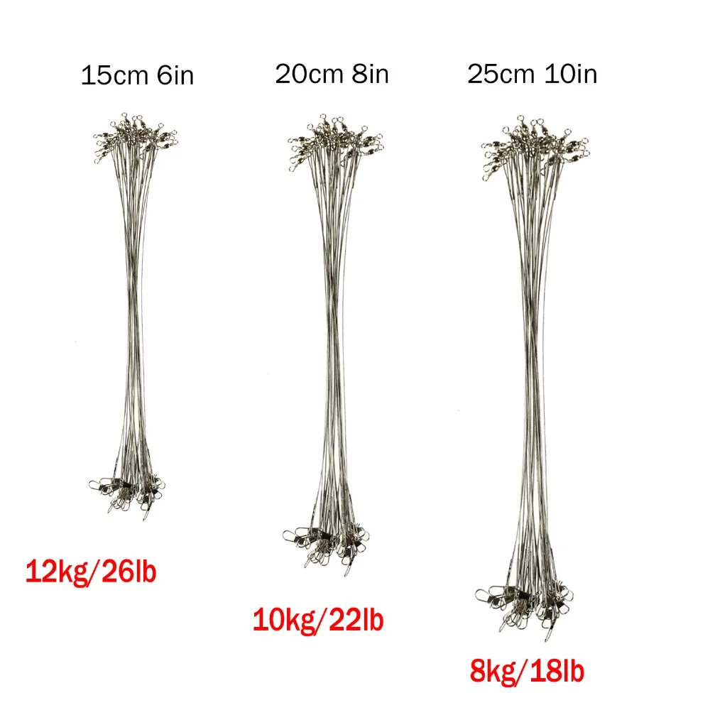 60 шт./компл. 18lb 22lb 26lb леска Стальная проволока лидер с поворотный карабин рыболовные аксессуары серебряные Leadcore поводок Pesca