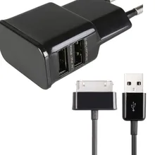 Двойной 2 порта USB зарядное устройство адаптер питания+ кабель для передачи данных зарядный кабель синхронизации для samsung Galaxy tab 2 P1000 P7500 P5100 P3100 N8000 8,9