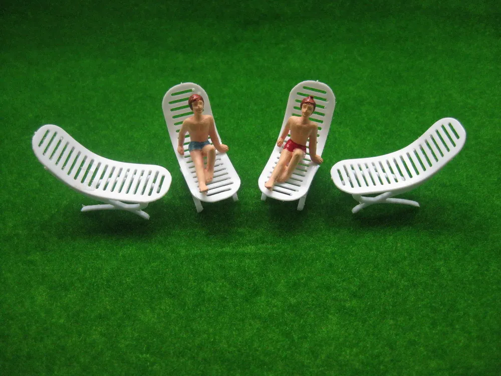 YZ4801 8pcs Model Railway Layout O Scale Sun Loungers 1:50 Beach Chairs | Игрушки и хобби