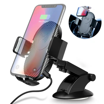 Qi Car Wireless Charger For iPhone 7 8 Plus XS Max XR Car Air Vent Mount Fast Charger For Samsung S9 S8 2 In 1 Car Phone Holder