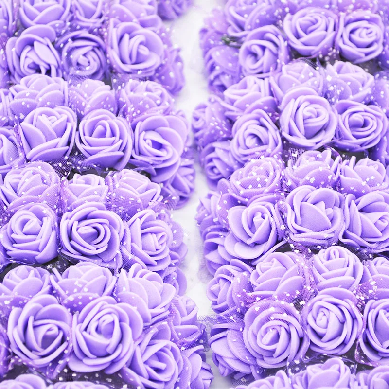 144 шт 2 см Декоративные фауэрс PE искусственные цветы из пены букет для плюшевого мишки розы цветок украшения для дома и свадьбы DIY ВЕНОК - Цвет: purple