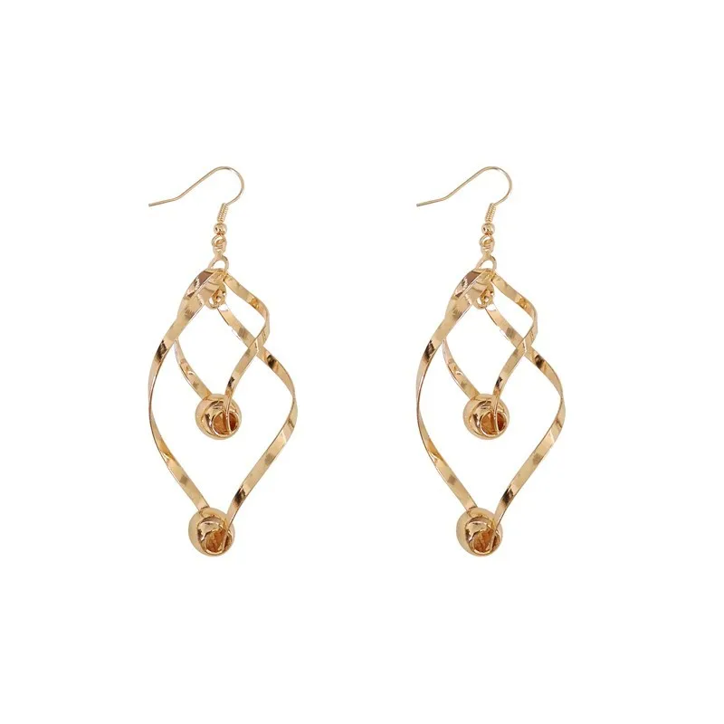 

European and American hot simple hollow Hollywood star Ziyi Zhang bolt earrings for women and girls jewelry gift
