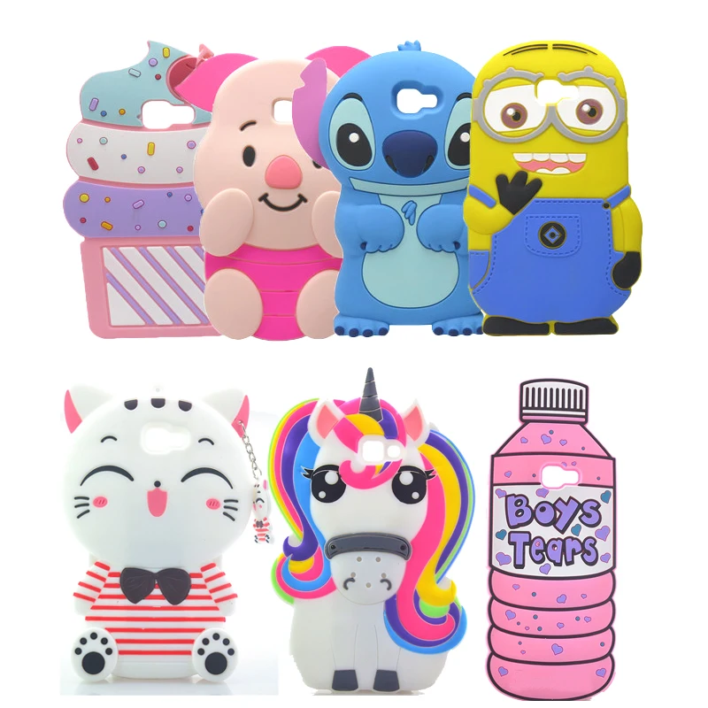 

For Samsung J7 Prime Case Luck Cat Stitch Panda Unicorn Soft Cover Cases