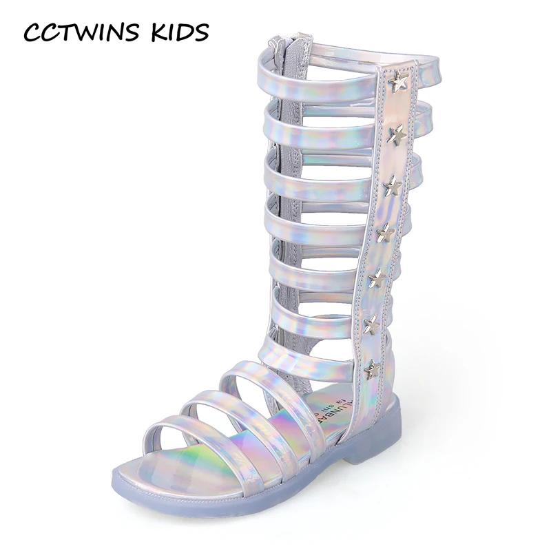 

CCTWINS Kids Shoes 2019 Summer Girls Fashion Princess High Top Shoe Baby Star Gladiator Sandal Children Casual Rivets Flat BG136