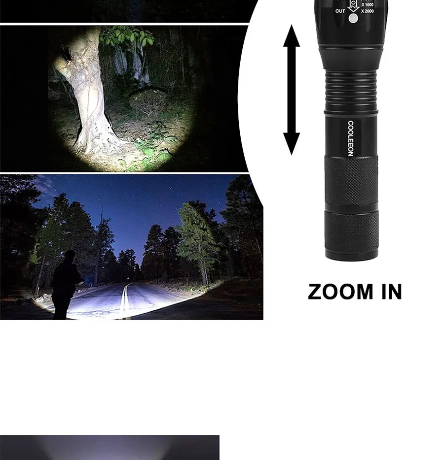 High Quality LED Flashlight XML T6 Linterna Torch 1600LM Waterproof Outdoor Camping Powerful Led Flashlights 5 Modes Dimmable (9)