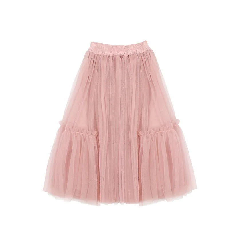 2 12T Baby Girls Pink Tutu Skirts Children Kids Fluffy Pettiskirt Long Princess Tulle Dance