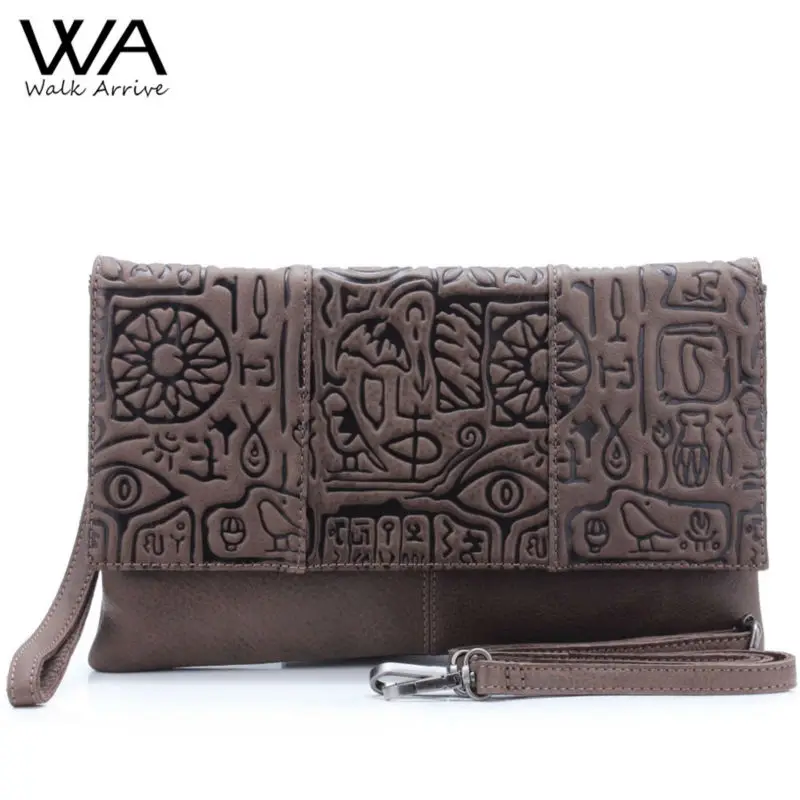 

Walk Arrive Genuine Leather Women Clutch Bag Handbag Oracle Embossed Leather Shoulder Bag