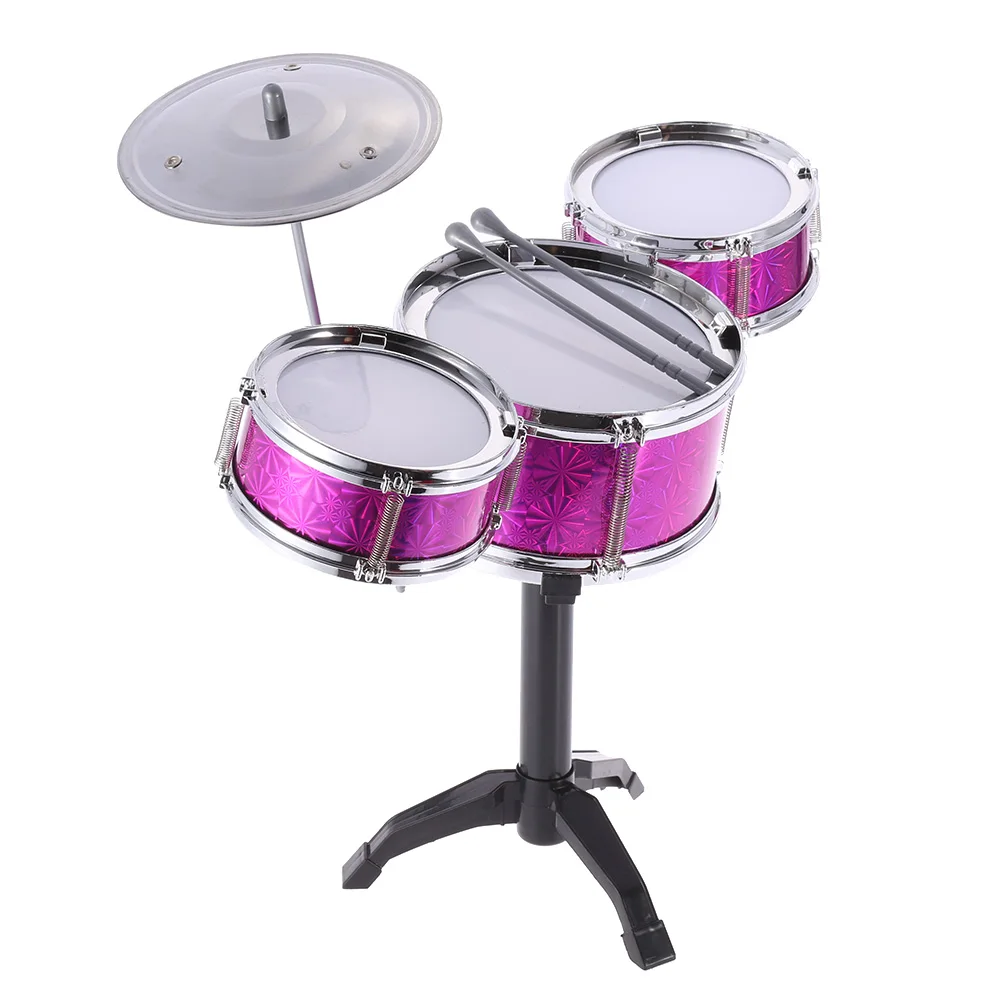 Для детей Desktop барабанная установка 3 Барабаны музыкальный инструмент игрушка с небольшой тарелки барабанные палочки