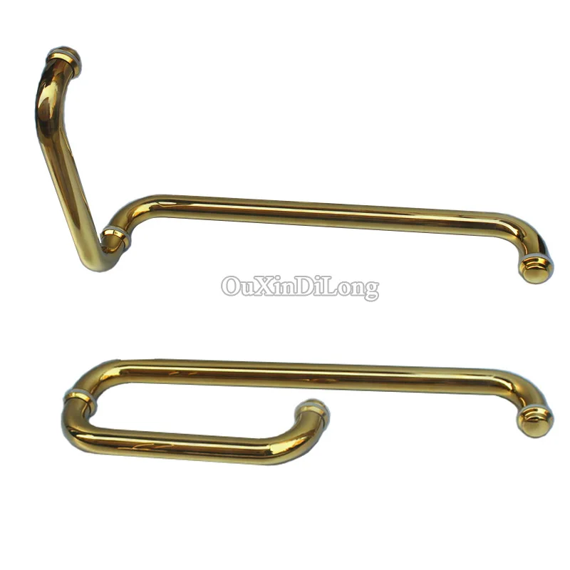 High Quality L Shape Stainless Steel Frameless Shower Door Pull / Push