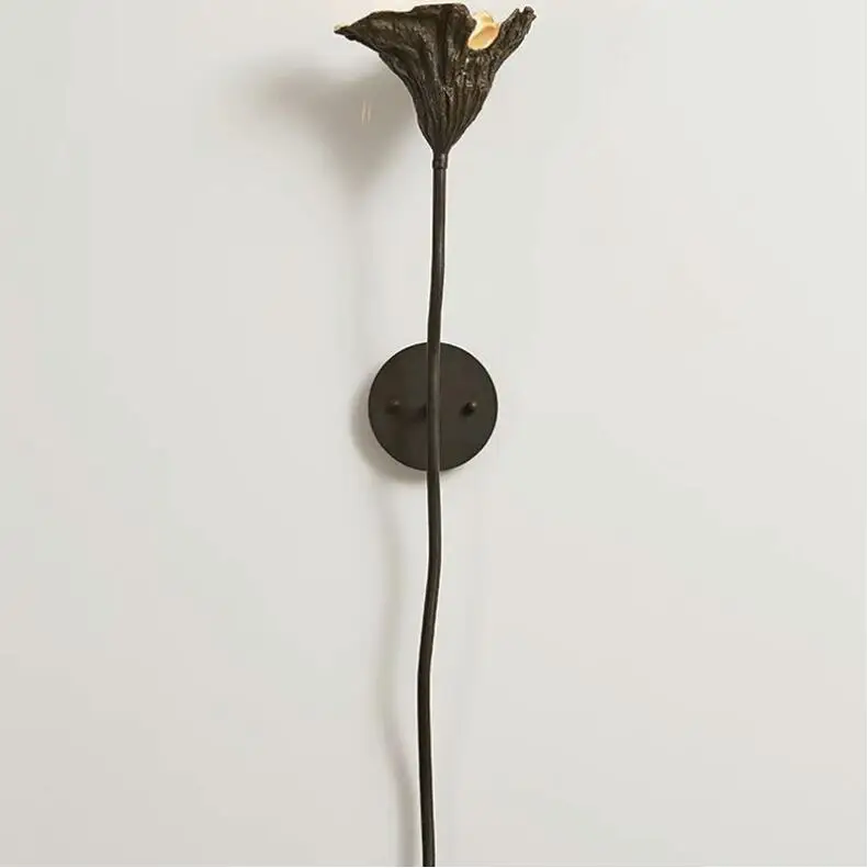 

Copper dry lotus leaf wall lamp living room bedroom den aisle lamp,G9