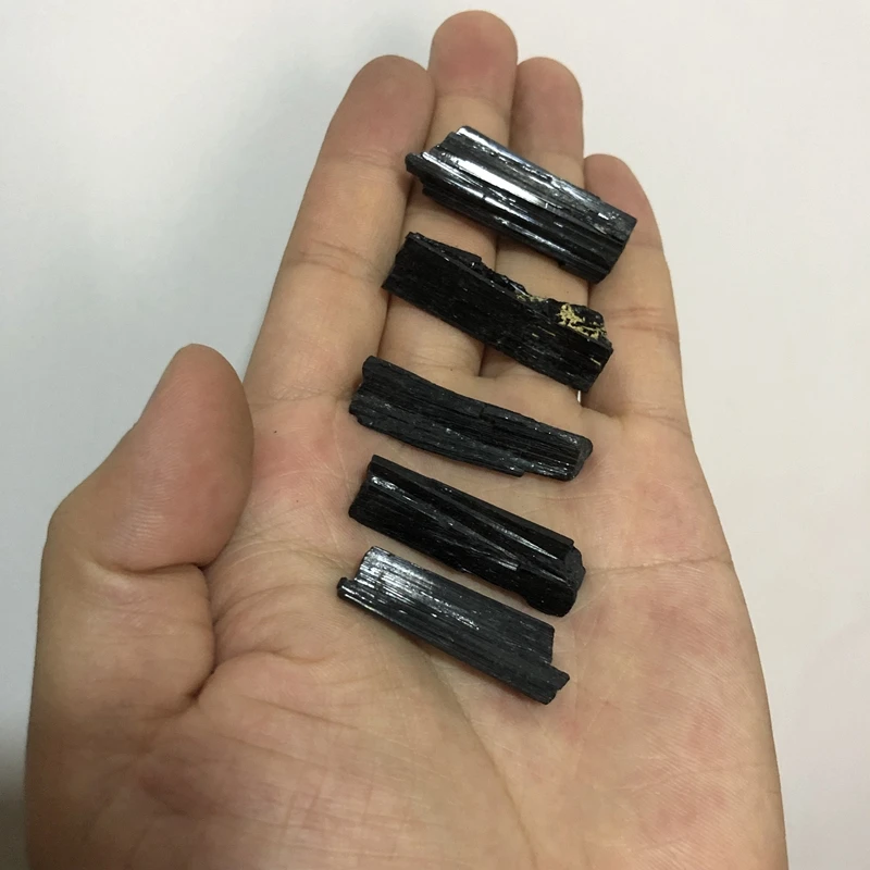 

5pcs/pack Natural Black Tourmaline Raw Gem Pendant Warp,Rough Material Specement,Tiny Tourmaline,size 30mm+ length