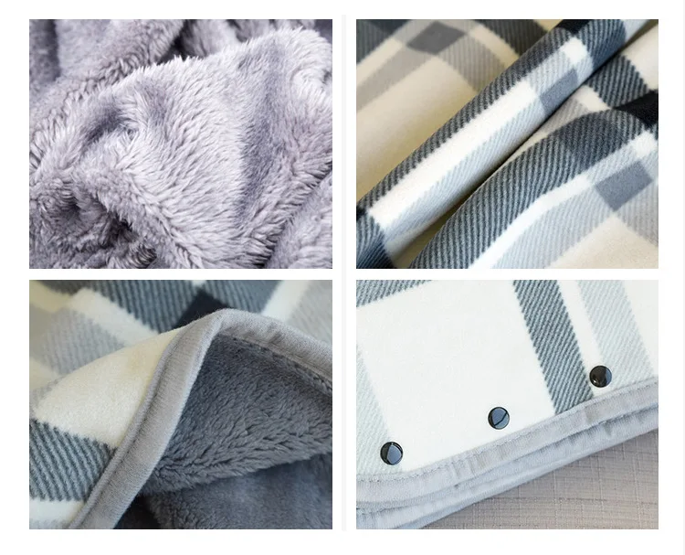 Модное клетчатое Фланелевое+ Флисовое одеяло, теплое одеяло-шаль для ленивых шоу с кнопкой, для дома, офиса, ног, колена, вязаное полотенце, пончо