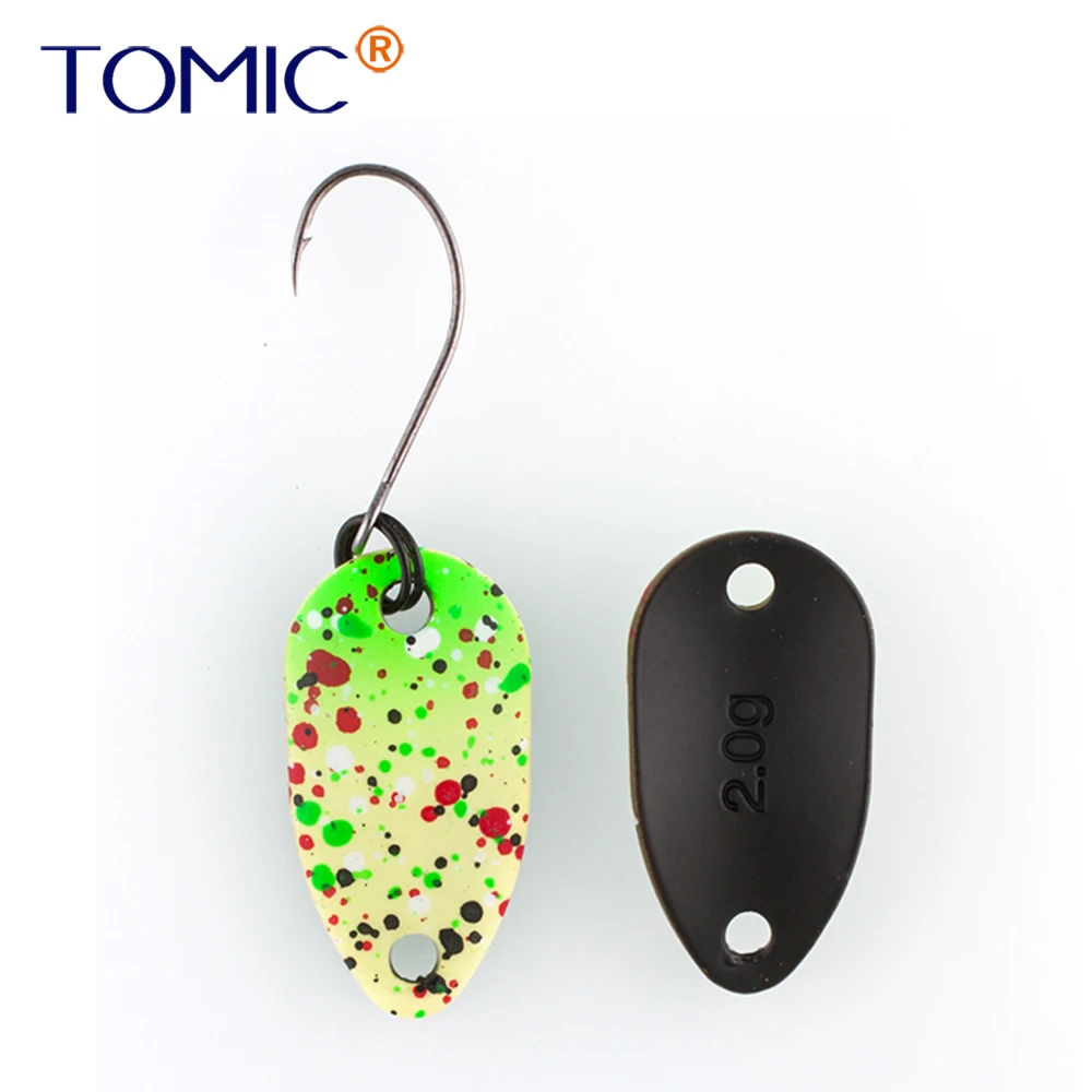 Tomic 1pc 2g 3.5g 4.5g trout area micro fishing spoons wobbler UV matt