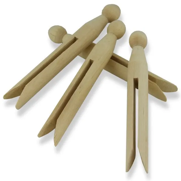 

Plain Wooden Dolly Pegs - Doll Peg Set of 12 - Craft Decorate Toy Figure Make