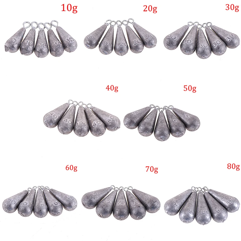 

5pcs/lot metal Open Lead Sinker Olive Shaped Accessories For Lure Sea Fishing
