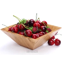 Большой бамбуковая фруктовая чашка квадратная салатная миска Экологичная чаша серверов для домашние фрукты, конфеты, снек стойка для десертов бамбуковый сосуд