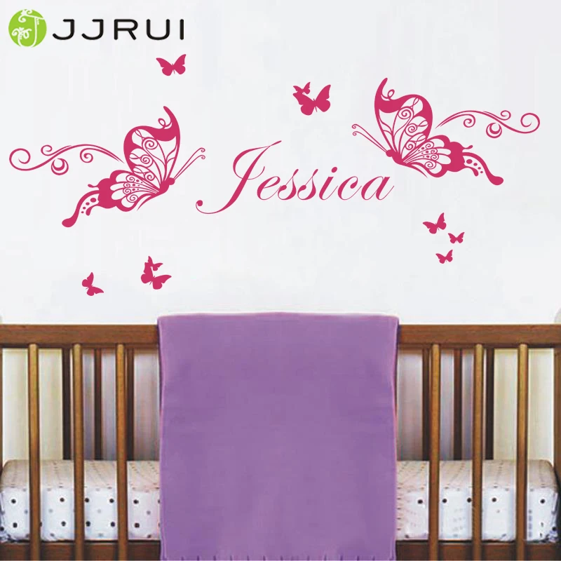 JJRUI персонализированное имя клиента Butterflys девушки спальня комната природа