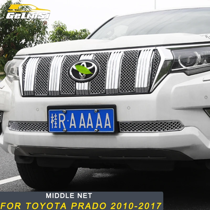 

Gelinsi For Toyota Prado 2018-2019 Car Styling Front Hood Middle Net Bumper Grille Frame Sticker Cover Trim Exterior Accessorie