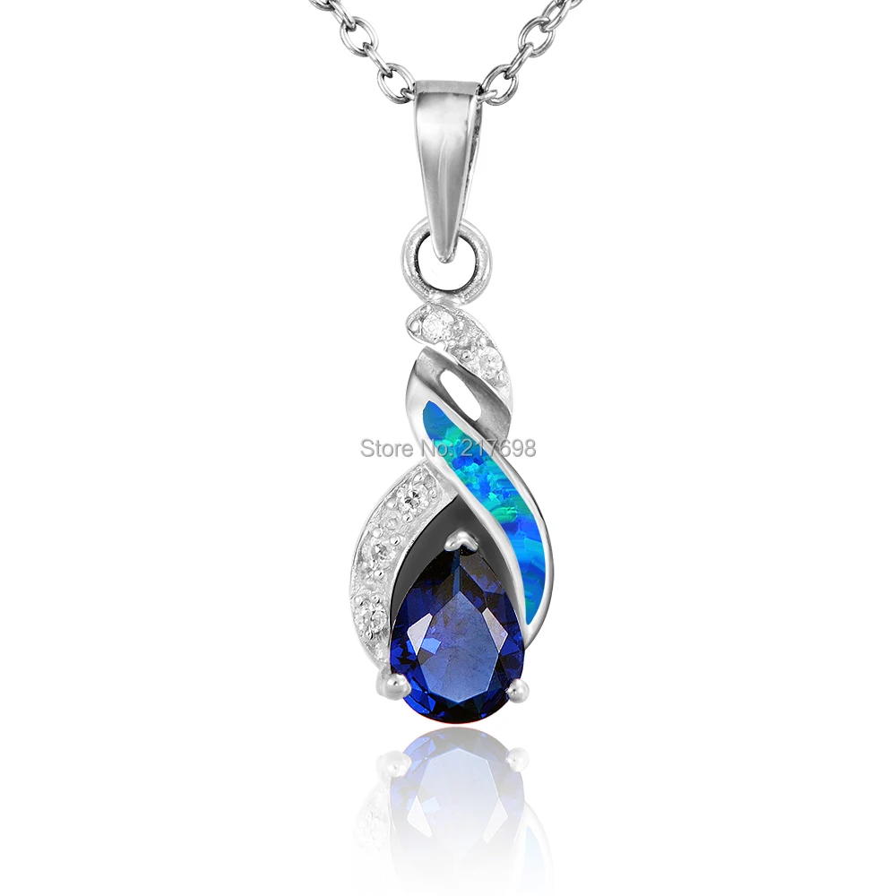 

Opal s925 sterling silver with AAA cubic Zircon trendy Pendant Necklaces Jewelry free shipping