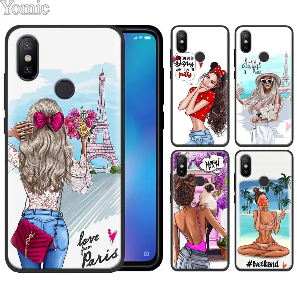 

VOGUE Queen Princess Girl Silicone Case for Xiaomi Redmi Note 7 5 6 Pro K20 Pro Redmi 7 5 6 6A 4X S2 GO Y3 Case Coque