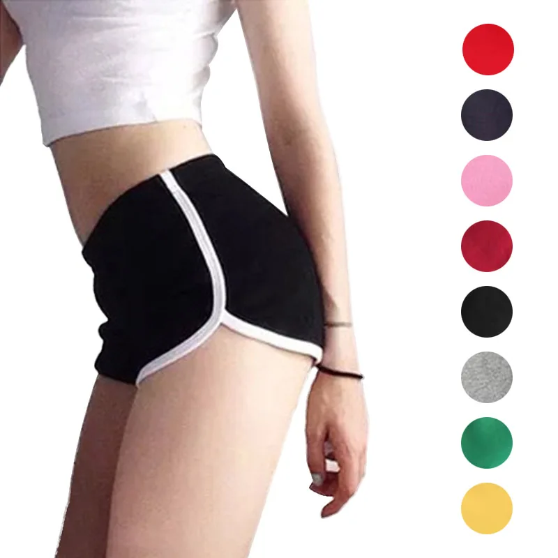 Sexy font b Fitness b font Sports Shorts Solid Color Elastic Waist Running Gym Yoga Breathable