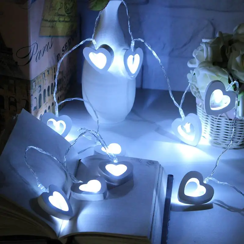 1.8m 0.3W Heart Shape 10 LED String Light Battery Operated LED Fairy