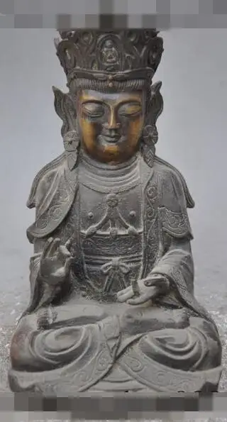 

S02397 8"old chinese buddhism fane pure bronze seat Kwan-Yin Bodhisattva buddha statue (A0321)