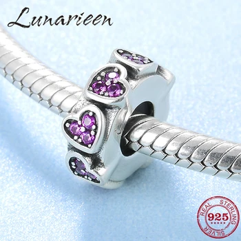 

Women Accessories 925 Sterling Silver pink CZ Stopper spacer beads Fit Original Pandora Charm Bracelet Jewelry making