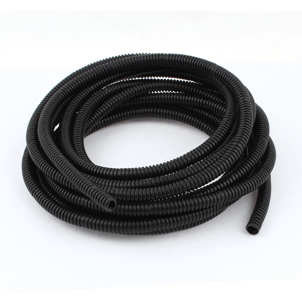 

UXCELL Black Plastic Flame Retardant Corrugated Hose Pipe Tubing Gas Conduit Tube Hose 5M Length 10mm x 7mm