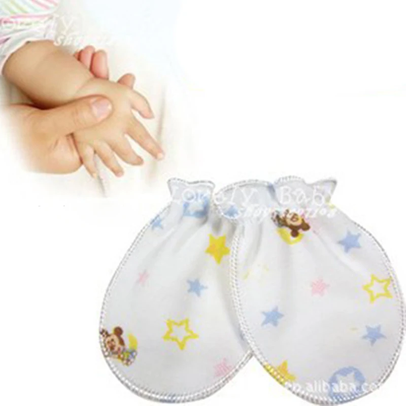 1pair Newborn Infant Baby Glove Cute Cartoon Cotton Anti Scratching