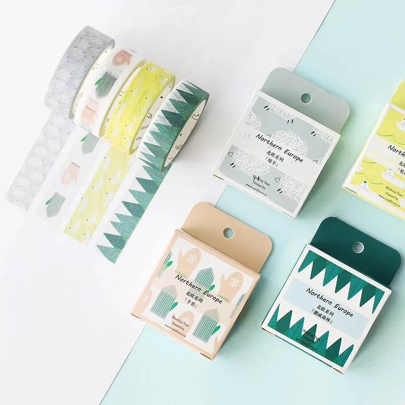 

15mm*7m Flowers Fox Cactus Gloves Decorative Washi Tape DIY Scrapbooking Masking Craft Tape Stationery School Office Supplies
