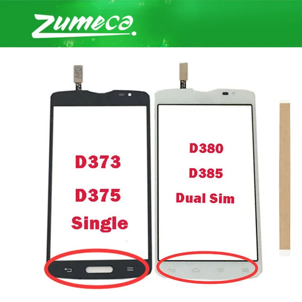 

5.0 Inch For LG Optimus L80 D373 D375 L80 D380 D385 Dual Sim Touch Screen Digitizer Panel Lens Glass White Black Color With Tape