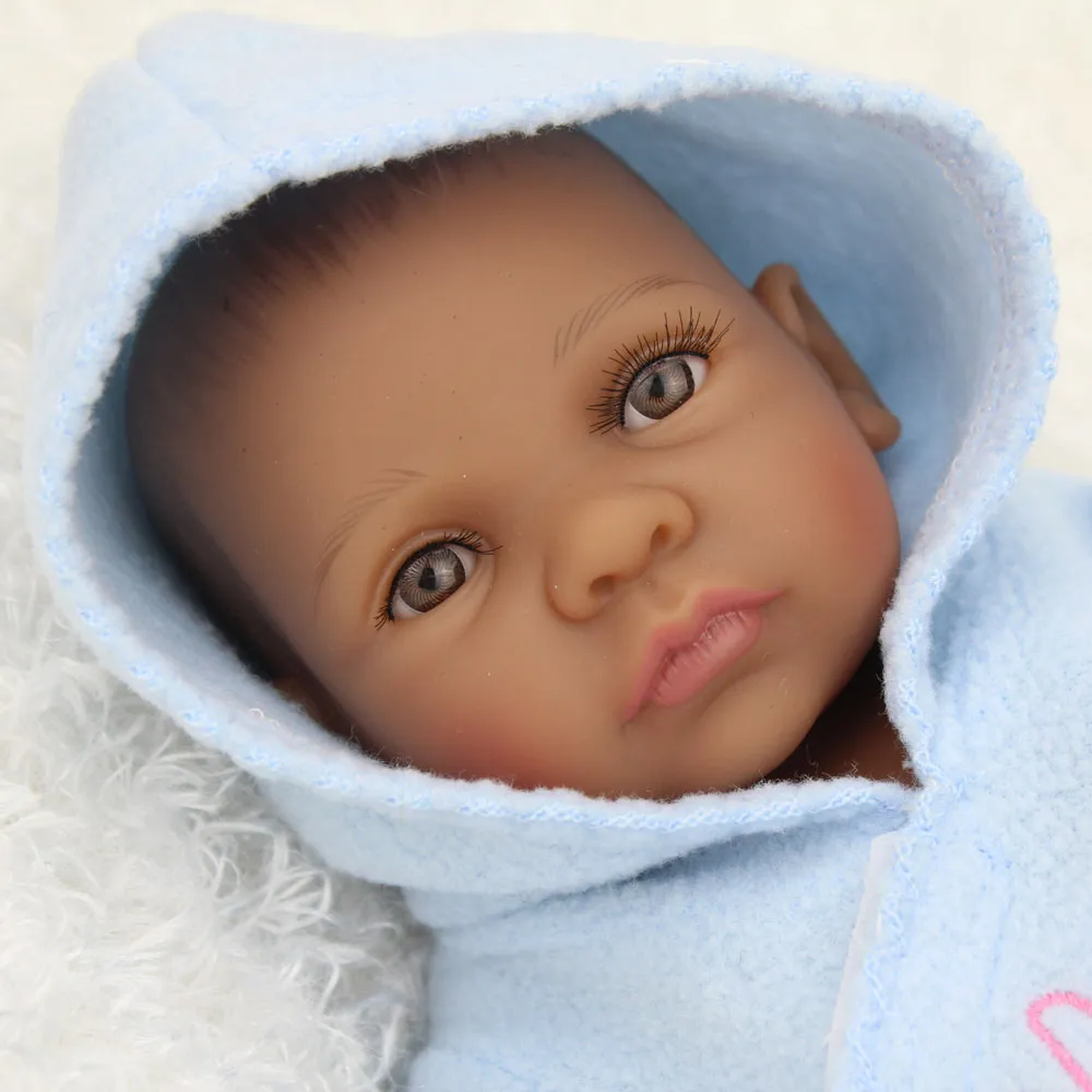 Full Body Silicone Reborn Baby 10 Inch Lifelike Alive Babies African