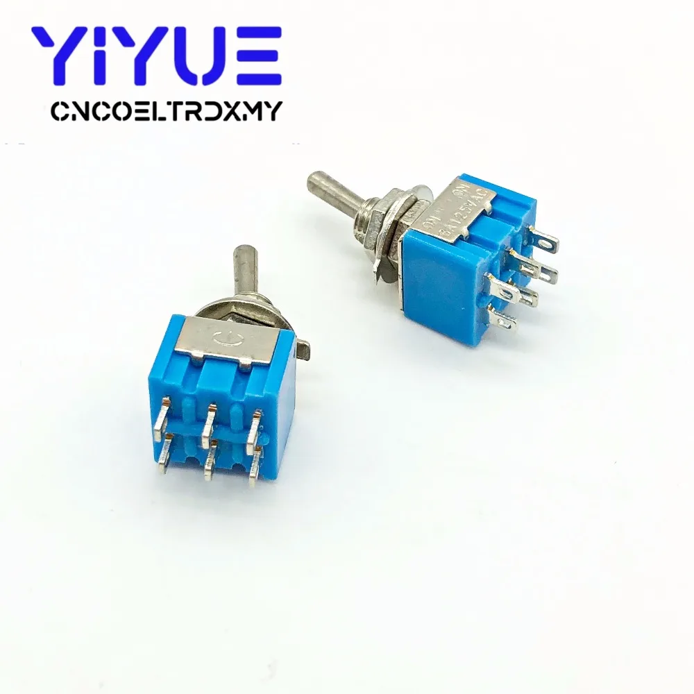5pcs MTS-202 DPDT Switch 6A 125V AC 6-Pin ON-ON Mini Toggle Switches For Switching Lights Motors Mayitr (6)