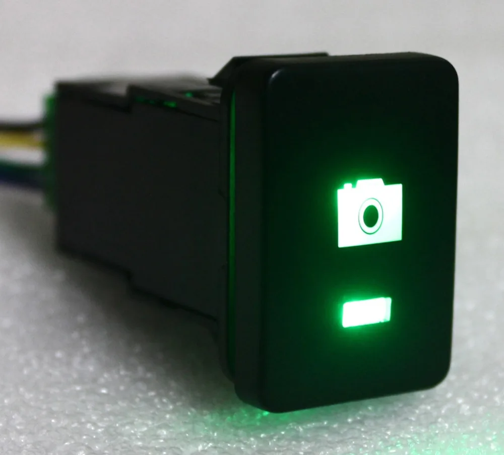 

REVERSE CAMERA Push Button Car ON OFF Switch 12 Volt 3 Amp DIY Green LED Switch For Toyota RAV4 Prado Landcruiser Hilux