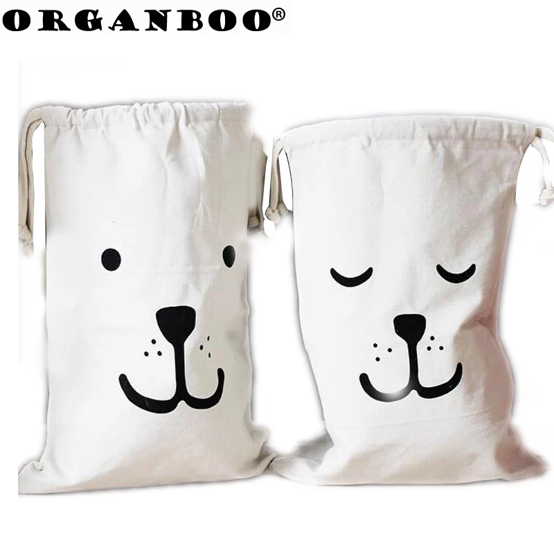 

1PC Creative europe children room bear face alphabet storage finishing bag cloth drawstring bag home canvas bag travel organizer