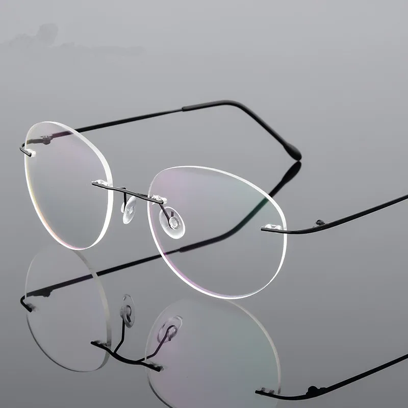 Ретро Круглый складной Ультра-светильник с памятью из титанового сплава для близорукости, очки без оправы, эластичные оптические очки в оправе, мужские очки