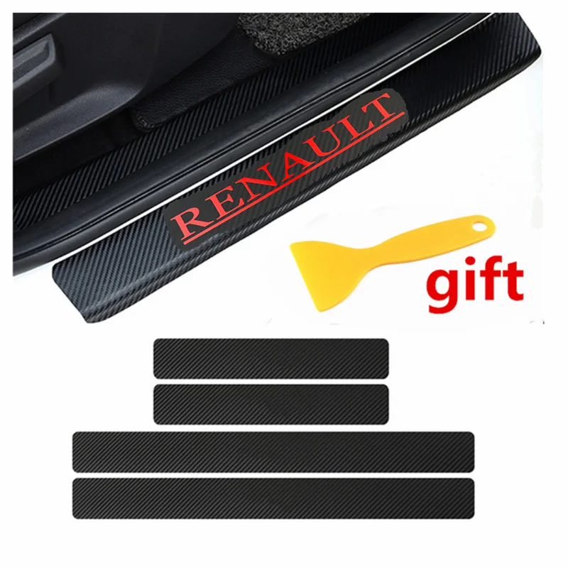 

4pcs Door Carbon Fiber Car Scuff Plate sticker Vinyl Decal sticker for Renault duster megane 2 logan renault clio Car styling