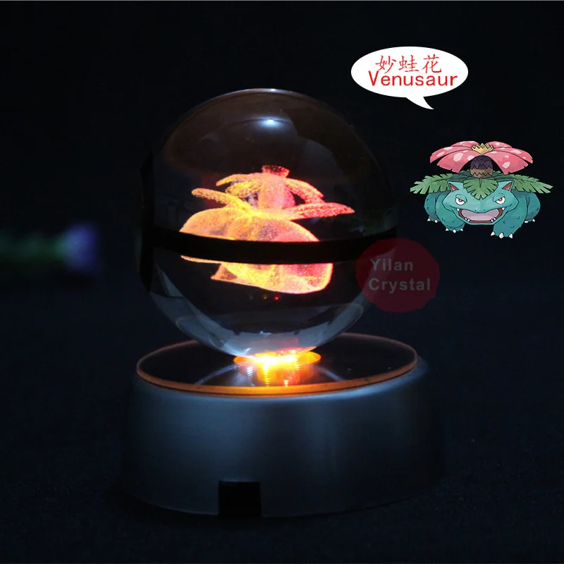 3D лазерный шар Pokemon, круглый кристалл Charmander с черной линией, красивый модный шар, 50*50 мм, светодиодный, 80*80 мм, подарок