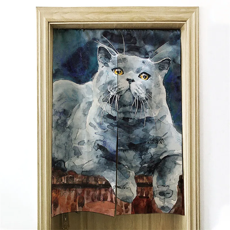 New Curtain For Kitchen Cotton Linen Cat Cartoon Door/Coffee/Restaurant Door Creative Curtains | Дом и сад