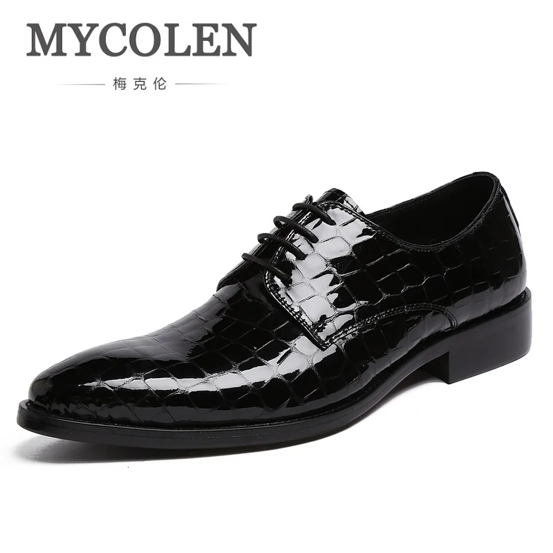 

MYCOLEN British Style Pointed Toe Man Formal Dress Shoes Genuine Leather Handmade Party Oxfords Men's Derby Wedding Flats