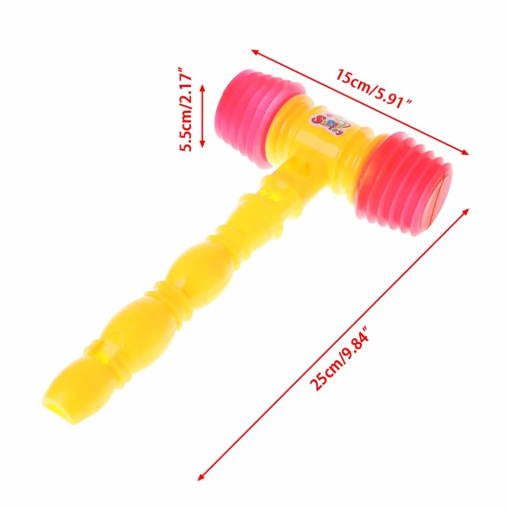 25 см обучение ребенка малыша Дети Ручка пластик молоток игрушки-свистки хлопушка