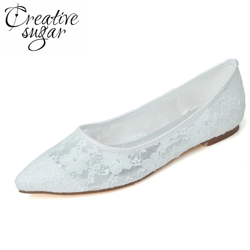 lace pointed toe flats