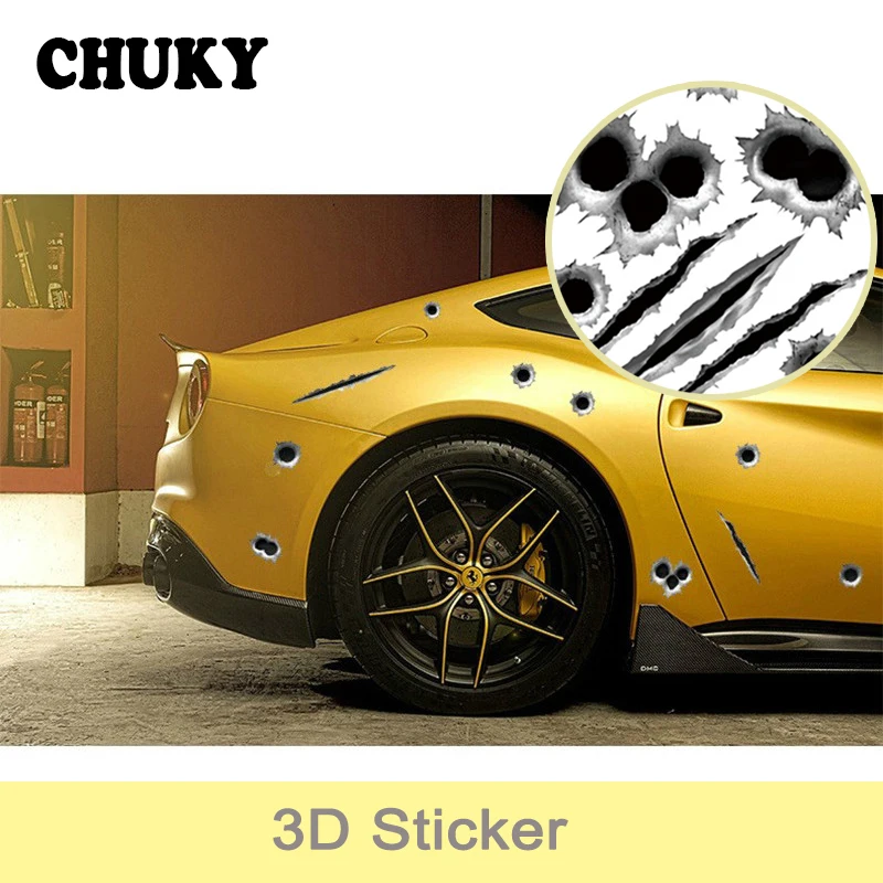 

CHUKY Car Styling Auto Sticker Cover Bullet Hole 3D Design For Mercedes Benz W203 W204 211 AMG Smart Starline A93 Citroen C4 C5