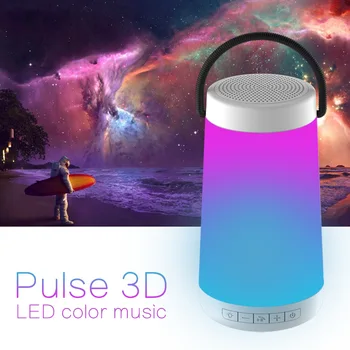 

Outdoor Bluetooth Wireless Speaker Pulse 3D Stereo Colorful LED Light AUX TF Card Playback with Microphone