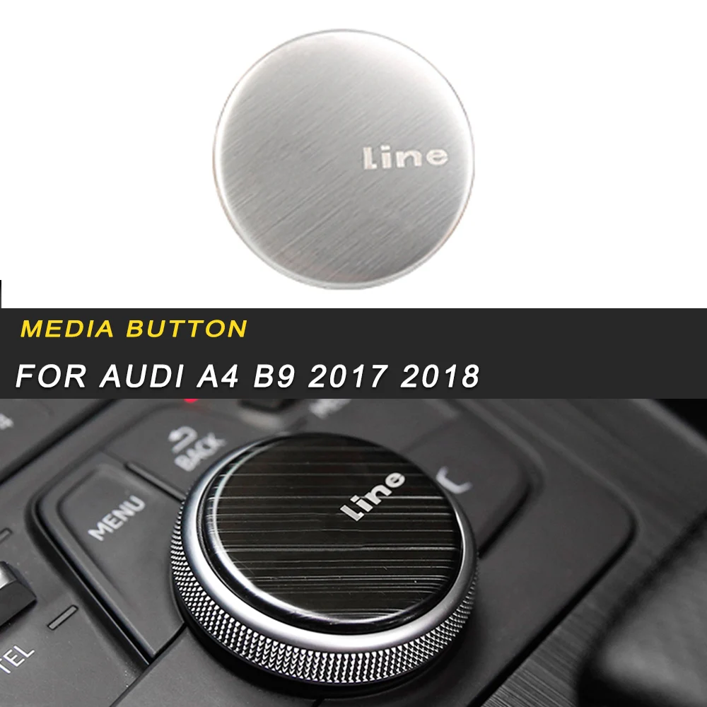 

Brushed stainless steel media button cover trim accessories Sticker For Audi A4 B9 2017 2018 of Auto Car
