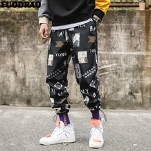 FUODRAO летние бегущие штаны для мужчин, хип-хоп принт, спортивные штаны Harajuku, корейские шаровары, мужские уличные повседневные спортивные штаны K244