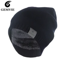 GEMVIE, унисекс, зимняя шапка, вязаная шапка для мужчин и женщин,, одноцветная, толстая, теплая, мягкая, тянущаяся, с плюшевой подкладкой, шапочка, шапка, skullies beanies